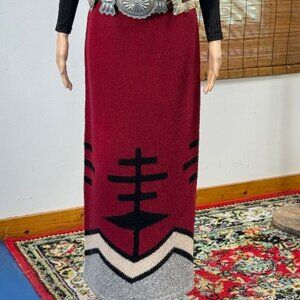 ROJA~Santa Fe Style Wool & Nylon Tribal Design Maxi Skirt~M